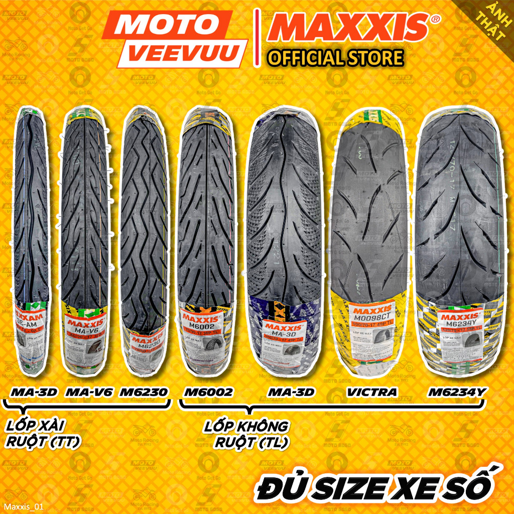 [MTVV] Vỏ lốp xe máy MAXXIS xe số VICTRA kim cương xương cá 3D V5 V6 6230 6002 70 80 90 100 110 120 