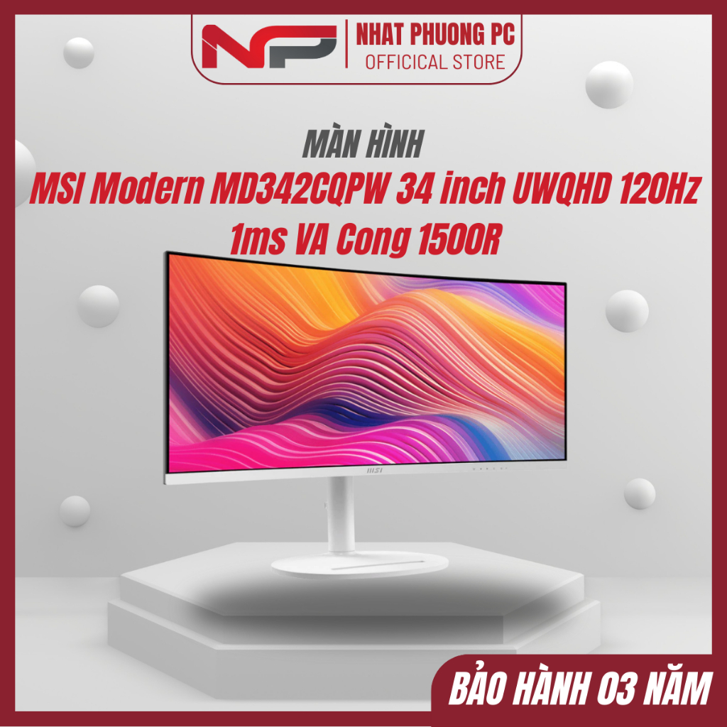[FULL VAT] Màn hình đồ họa MSI Modern MD342CQPW 34 inch UWQHD 120Hz 1ms VA Cong 1500R - Bảo hành 36 
