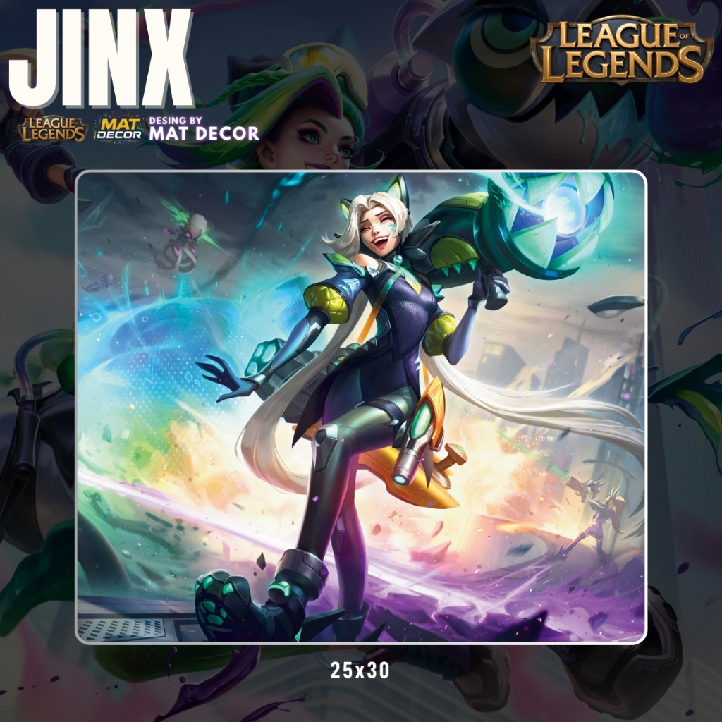 Lót Chuột Jinx LOL size bé 25x30 - Chống Trượt, Mềm mịn - Hình Jinx Liên Minh Huyền Thoại -  “Khẩu P