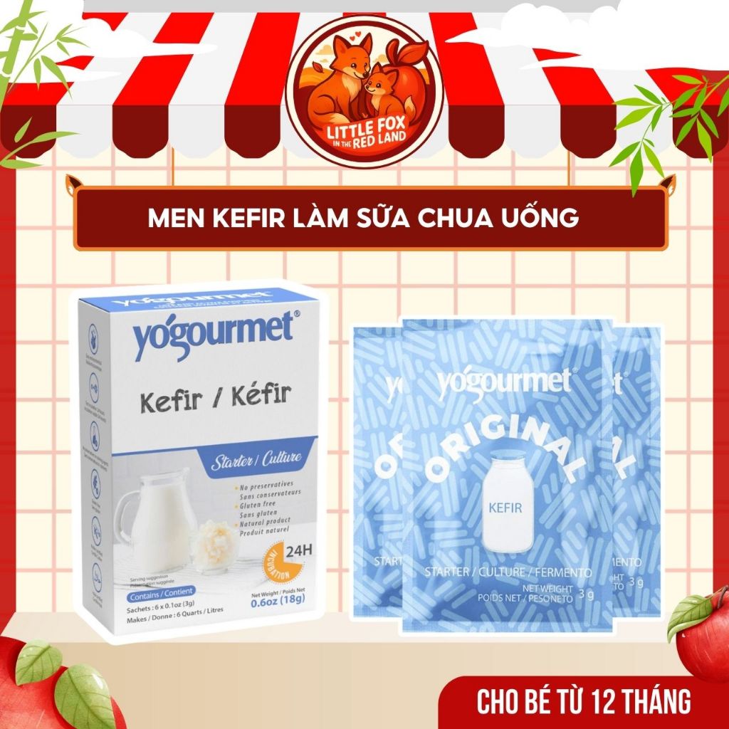 (DATE MỚI) Men KEFIR Làm Sữa Chua Uống YOGOURMET - Gói 3g - Dành Cho Cả Gia Đình Và Bé Từ 12M+
