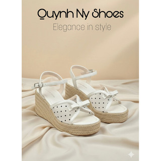  NYNY -  DEAL MỞ BÁN  XUỒNG CÓI NỮ CAO 7 PHÂN - SANDALS QUAI LƯỚI CHẤM BI PHỐI NƠ 
