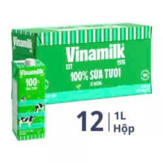 Thùng 12 hộp 1 lít sữa tươi tiệt trùng Vinamilk có đường 