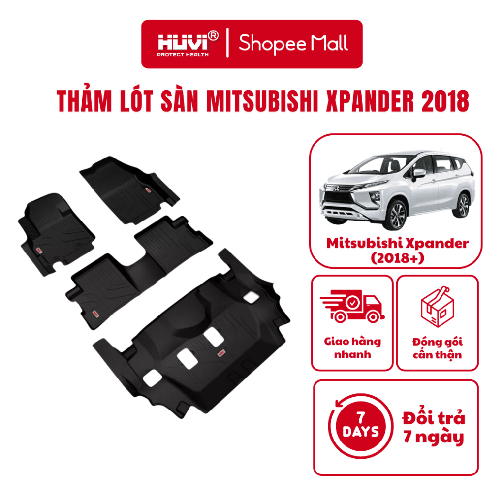  Thảm lót sàn Mitsubishi Xpander  2018-nay  nhựa TPE tràn viền chính hãng HUVI Việt Nam 