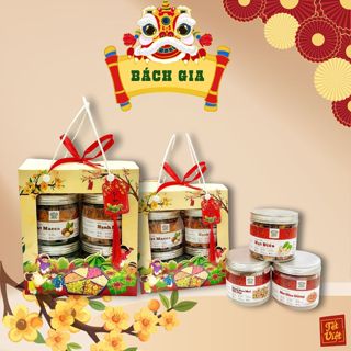  Set quà tặng Tết - Bách Gia - Set Túi quà tặng hạt dinh dưỡng trái cây sấy hộp quà tặng cao cấp 