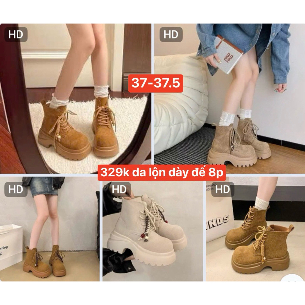 Bốt cao cổ, boot da lộn nữ đế cao nâng cấp