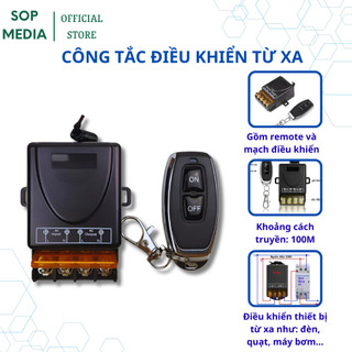 Công tắc điều khiển từ xa cho máy bơm nước Sop Media rf 100M 30A 220V Công suất lớn Xuyên tường có nút học lệnh