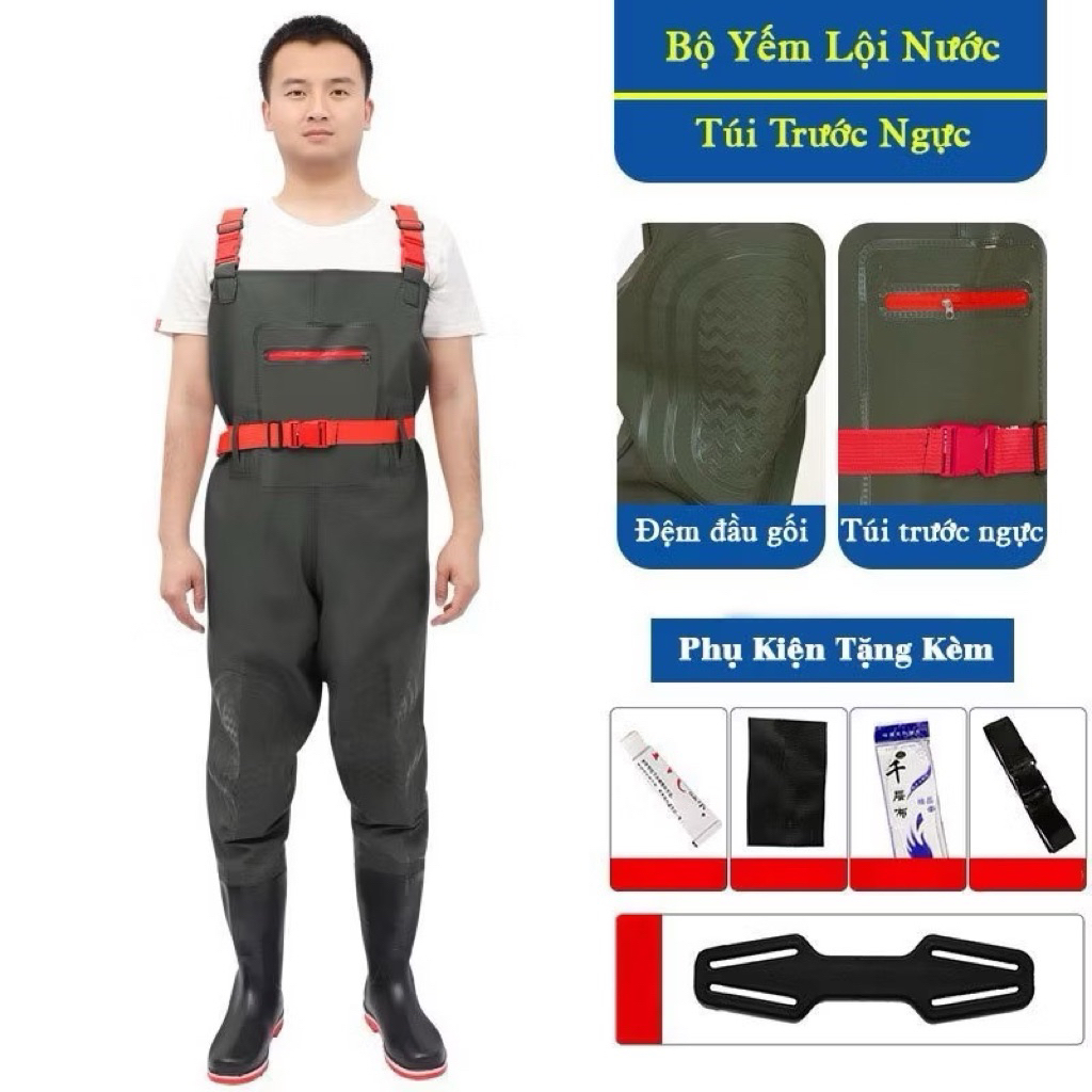 Bộ yếm liền ủng lội nước được DJ Mie mặc hàng loại 1 tiện lợi đa năng giúp các bác nông dân lội nước