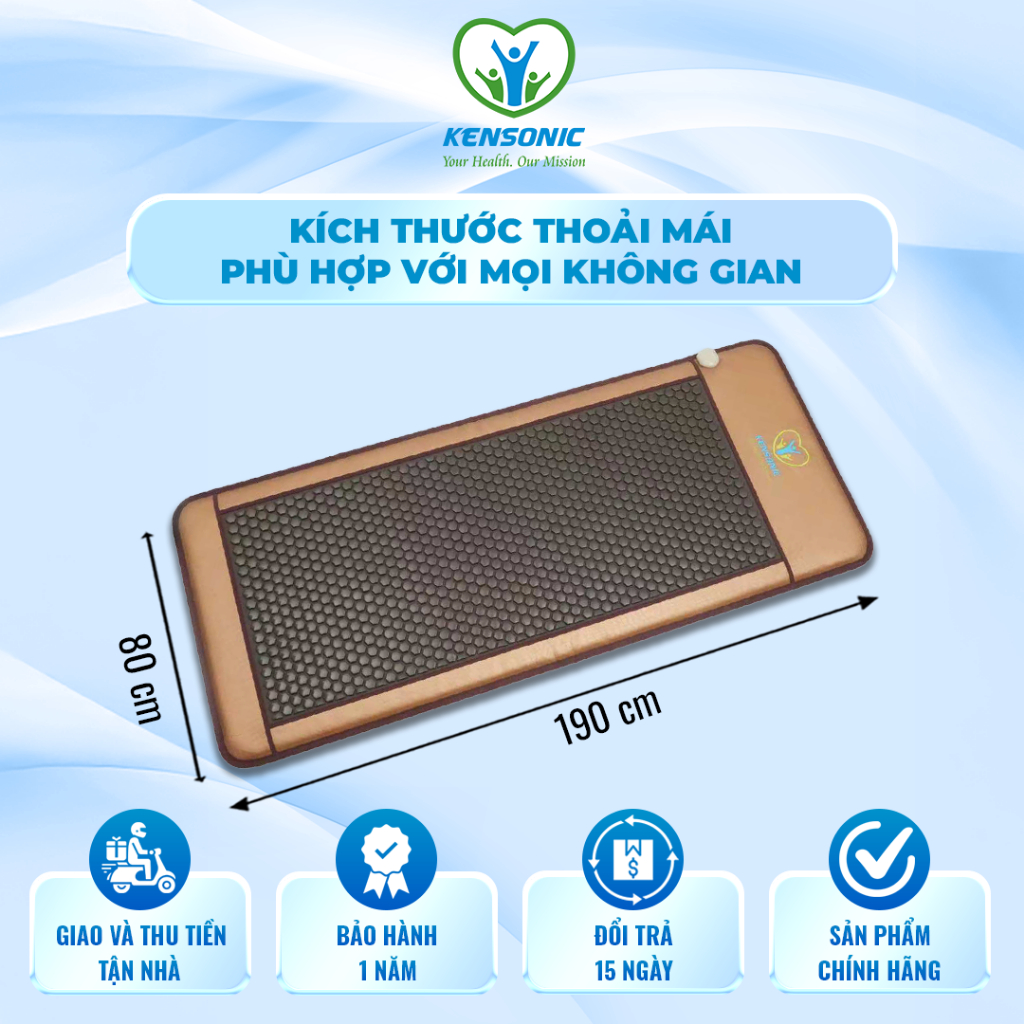 Nệm massage đá nóng dưỡng sinh KT 80x190cm đá Argeta lục giác đen,hỗ trợ giảm đau nhức xương khớp, K