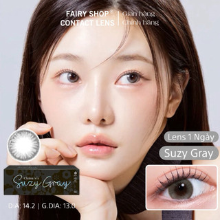  01 Chiếc Lens cận 1 ngày Suzy gray màu xám tự nhiên FAIRY SHOP CONTACT LENS khóa ẩm   x2 để đặt 1 đôi  