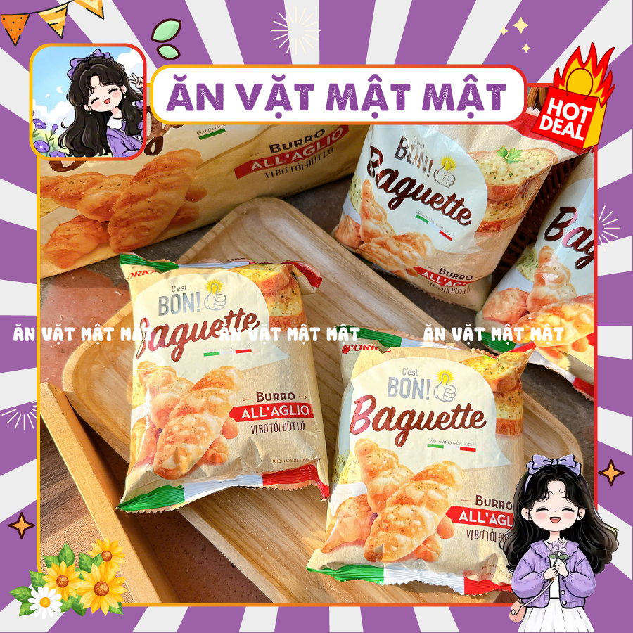 Bánh Mì Baguette Bon Orion Nướng Vị Bơ Tỏi Kiểu Ý, Bánh Mì Ăn Vặt Thơm Ngon