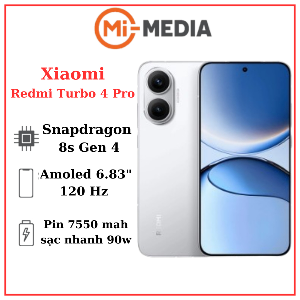 Điện thoại  REDMI Turbo 4 Pro  Snapdragon 8s Gen 4 BH 12 Tháng