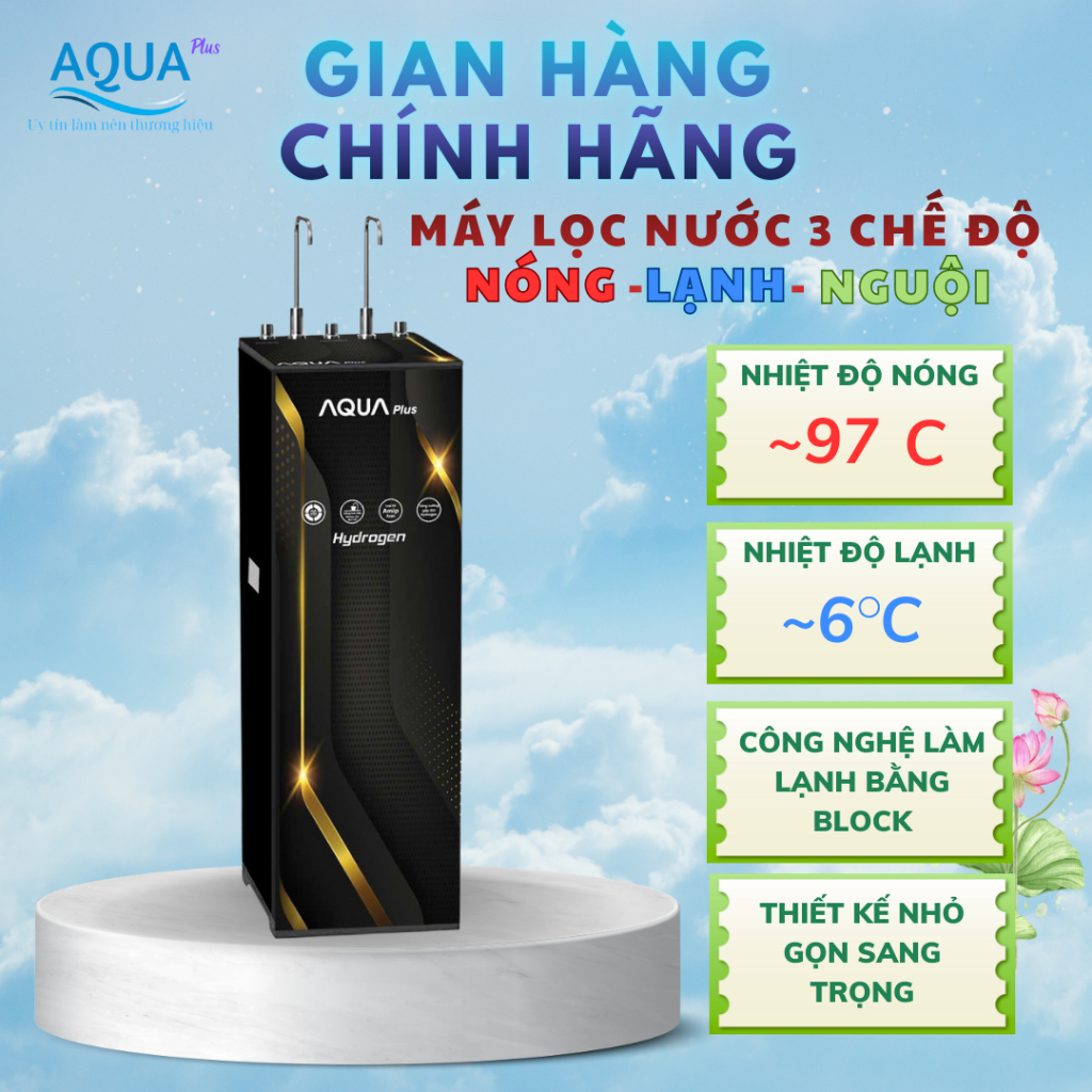 Máy lọc nước AQUA PLUS 3 chức năng nóng lạnh nguội 2 vòi 8-10 cấp lọc