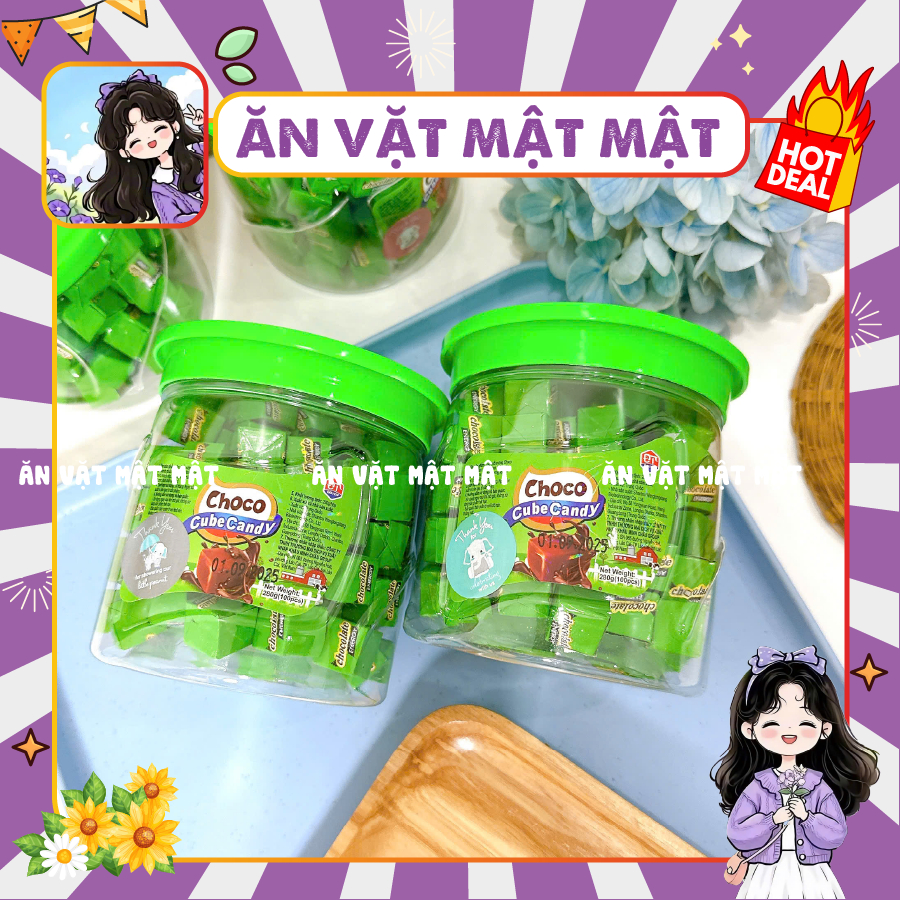 [HỘP 100 VIÊN] Kẹo sữa socola cube Doten, choco cube candy, thơm ngon hấp dẫn