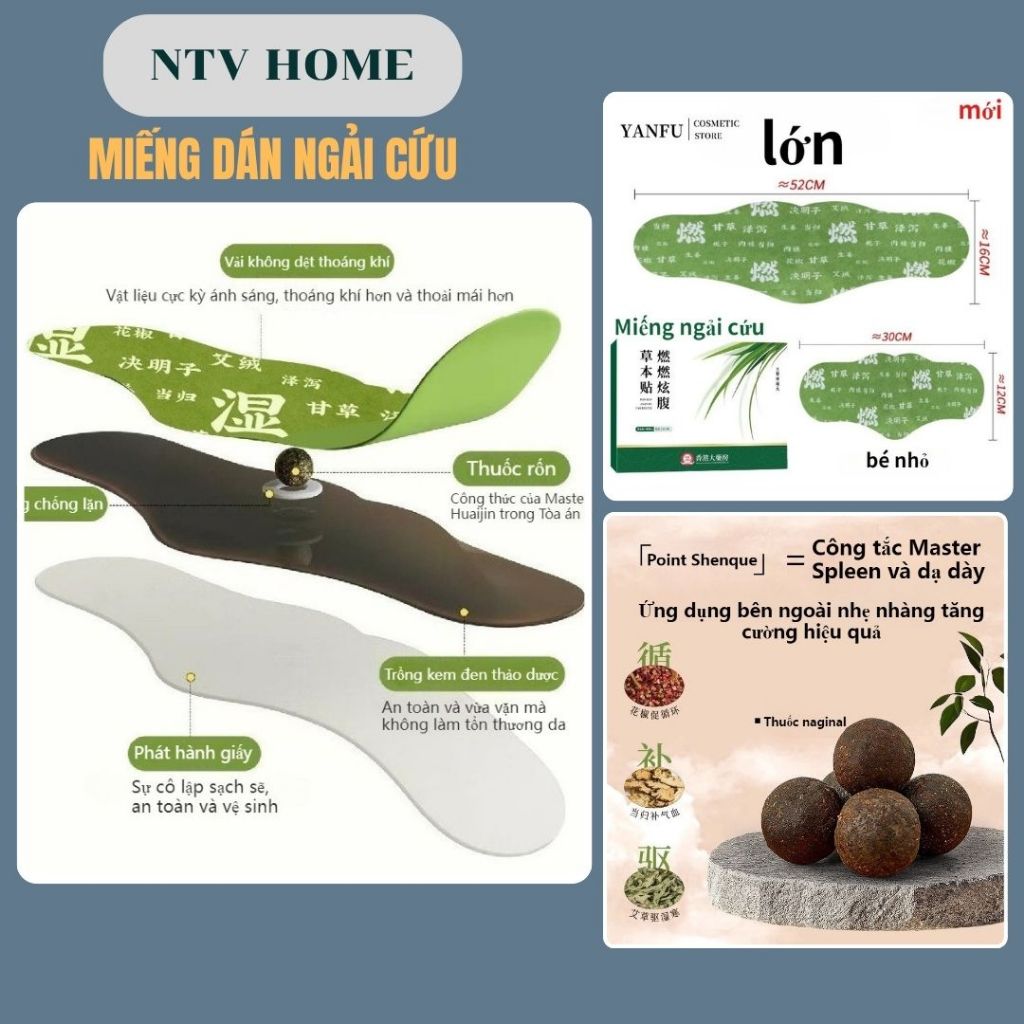 NTV HOME Miếng dán thảo dược đốt mỡ size to 52cm, Miếng dán nút bụng, Miếng dán bụng giảm béo