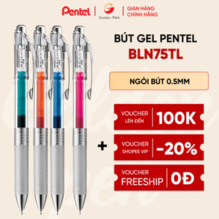  Bút gel Pentel Energel BLN75TL ngòi 0.5mm viết trơn mượt nhanh khô không lem không nhoè 