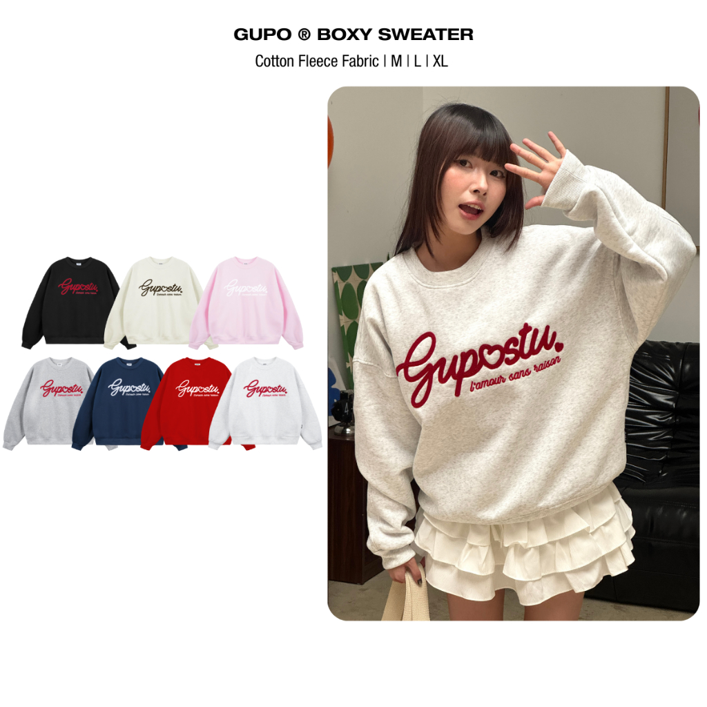  Áo Sweater Thêu Len GUPO Tay Phồng Form Boxy Chất Nỉ Bông Dày Dặn Local Brand Unisex - SWT01 