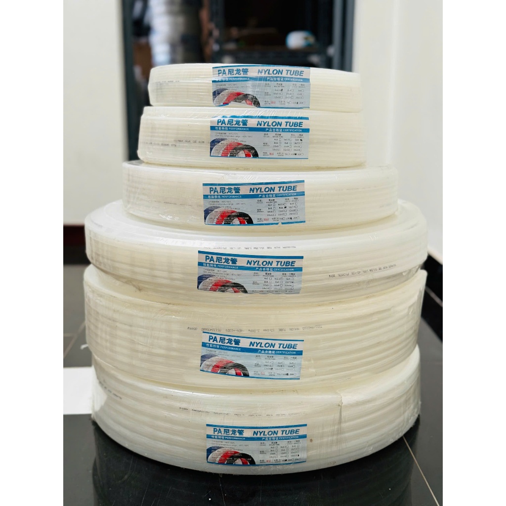Ống nylon PA PA4x2,5 PA6x4 PA8x6 PA10x8 PA12x9 PA12x10 ống hơi, dây hơi nylon áp 2Mpa, nhiệt độ -40 