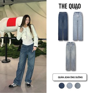  THE QUẠO - Quần Jean Bò Ống Suông Nữ Lưng Cao Màu Xanh Đậm  Xanh Bạc S1506_685 