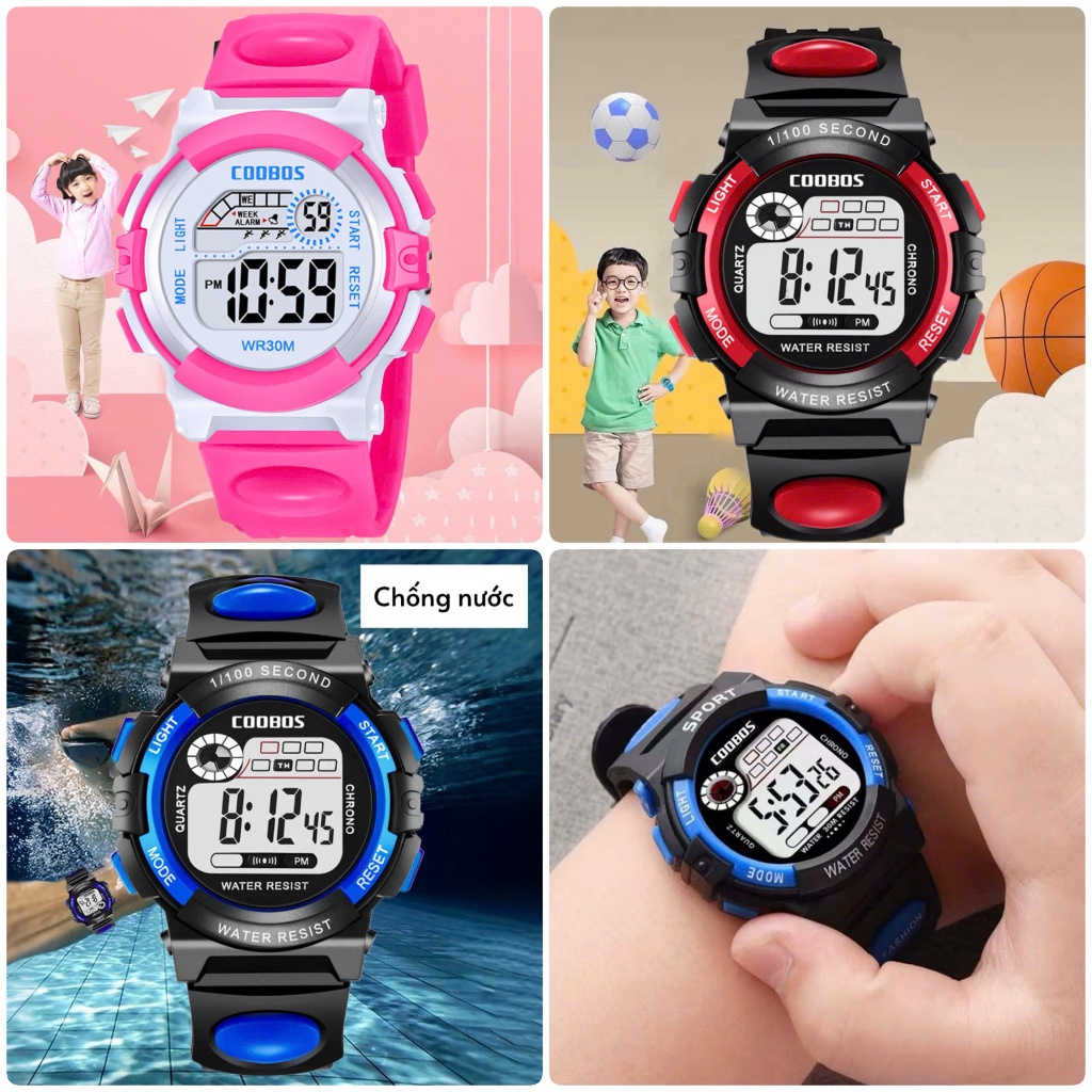 Đồng hồ trẻ em hãng Coobos xem giờ báo thức chống nước