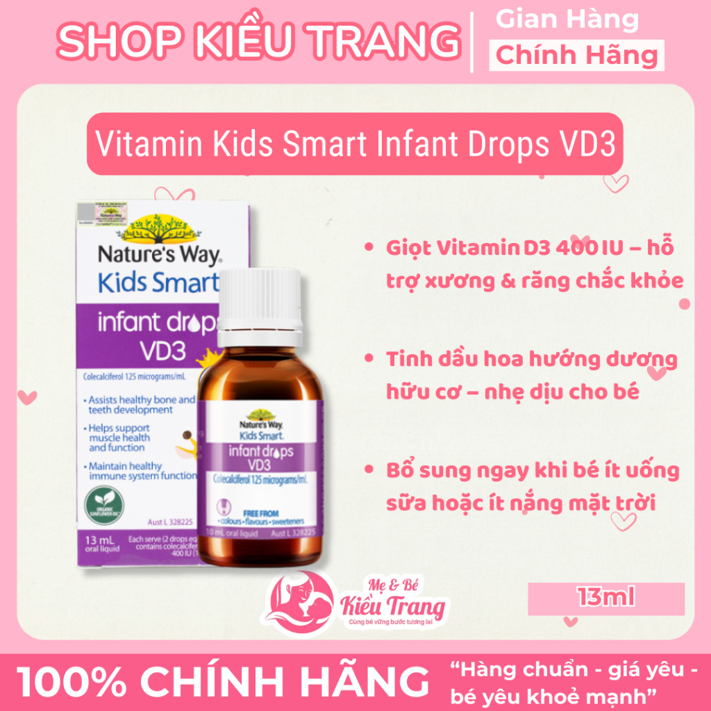 Vitamin D3 thuần Organic Nature’s Way Kids Smart Infant Drops VD3