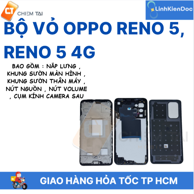 Bộ vỏ Oppo Reno 5, Reno 5 4G CHƯA KÈM KHAY SIM
