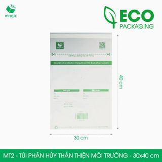 MT2 - 40x30 cm - Combo 50 túi đóng hàng niêm phong phân hủy thân thiện môi trường, túi gói hàng