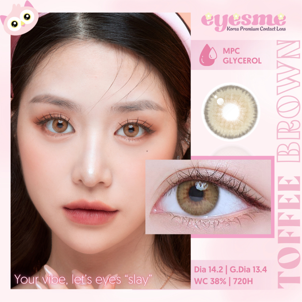 Lens Eyesme - Toffee Brown - Lens nâu hổ phách - Kính áp tròng Hàn Quốc