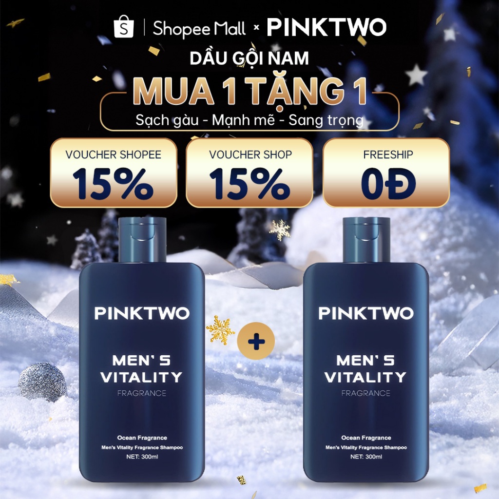 Dầu Gội Nam PINKTWO Hương Nước Hoa – Sạch Sâu, Thơm Lâu, Dịu Mát Da Đầu Chai 300ml