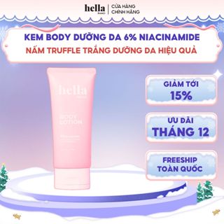  Kem body dưỡng trắng mịn da chứa 6% niacinamide nấm truffle Hella Beauty 100g 
