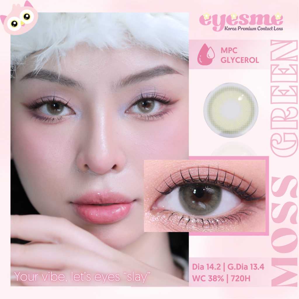 Lens Eyesme - Moss Green - Lens xanh tự nhiên cuốn hút - Kính áp tròng Hàn Quốc