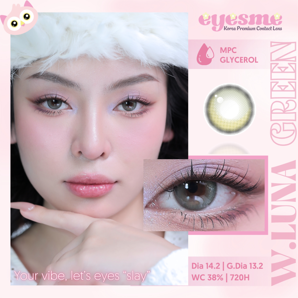 Lens Filter Eyesme - Luna Green -Lens xanh nhũ lấp lánh - Kính áp tròng Hàn Quốc