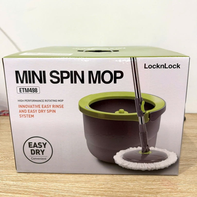 Bộ cây lau nhà Mini Spin Mop Lock&Lock ETM498, 2 bông lau nhà