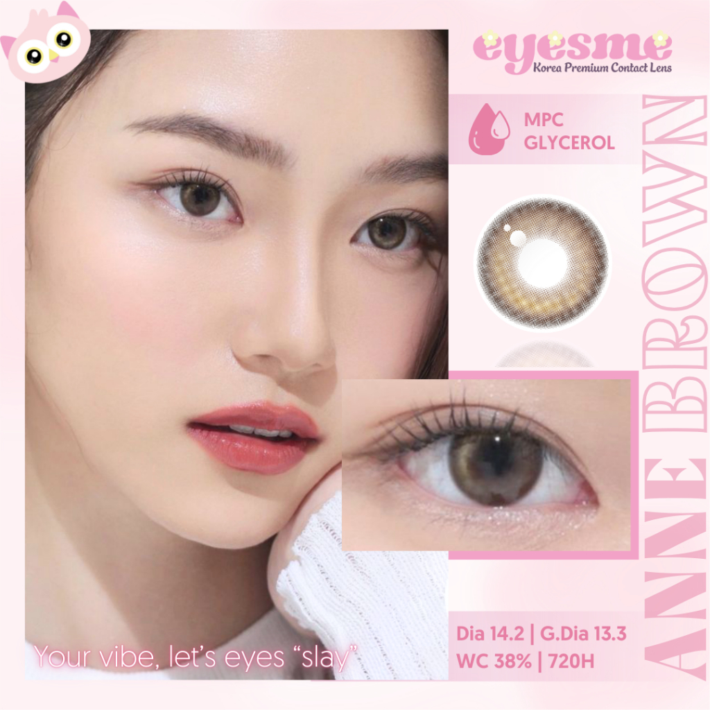 Kính áp tròng Eyesme - Lens nâu filter lens cận từ 0 đến 8 độ - Dollring Anne Brown