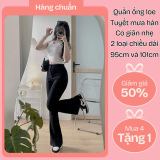  Quần Ống Loe Cạp Cao 101cm 95cm Loe 2 Cúc Có Túi Quần Vải Ống Loe Quần Tây Ống Loe Vải Tuyết Mưa Hàn Co Giãn Nhẹ 