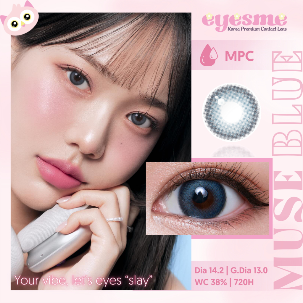 [Lens MPC] Lens Eyesme - Muse Blue - Lens xanh long lanh - Kính áp tròng Hàn Quốc