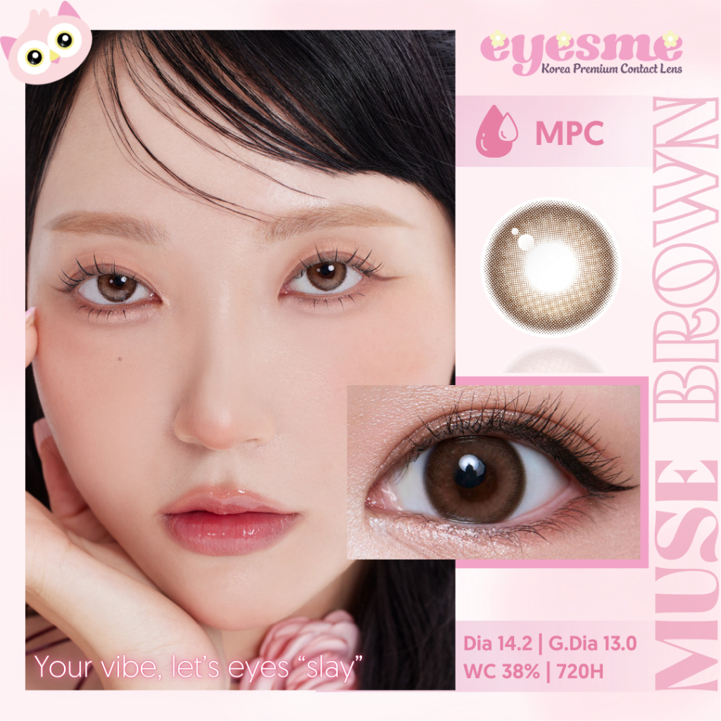 [Lens MPC] Lens Eyesme - Muse Brown - Lens nâu long lanh tự nhiên - Kính áp tròng Hàn Quốc