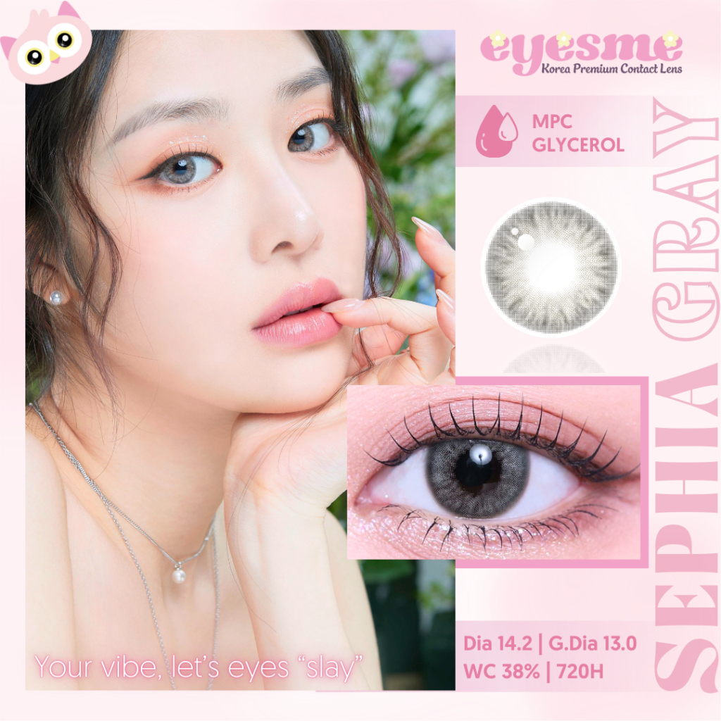 Lens Eyesme - Sephia Gray - Lens xám ngọc có độ cận - Kính áp tròng Hàn Quốc