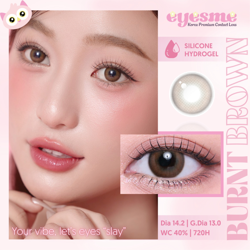Lens Eyesme - Burnt Brown - Lens nâu trầm tự nhiên - Kính áp tròng Hàn Quốc có độ cận