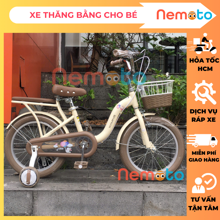Xe Đạp Trẻ Em XAMING XM C1 Size 12–20 Inch – Có Bánh Phụ, Giỏ Mây, Khung Thép Cao Cấp Cho Bé Trai Bé Gái