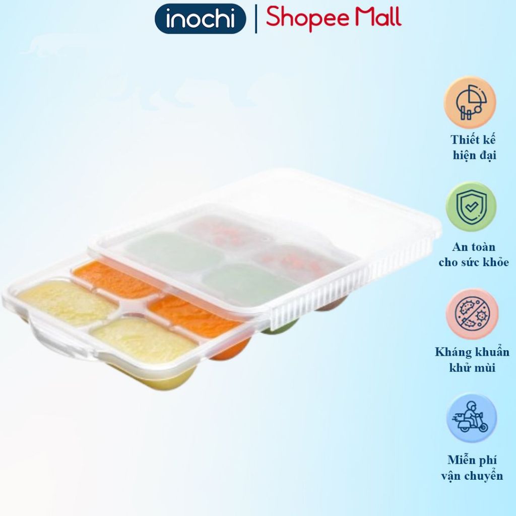 Khay trữ đông đồ ăn dặm cho bé Inochi Amori, đựng thức ăn, kháng khuẩn, an toàn tuyệt đối Vạn Phúc