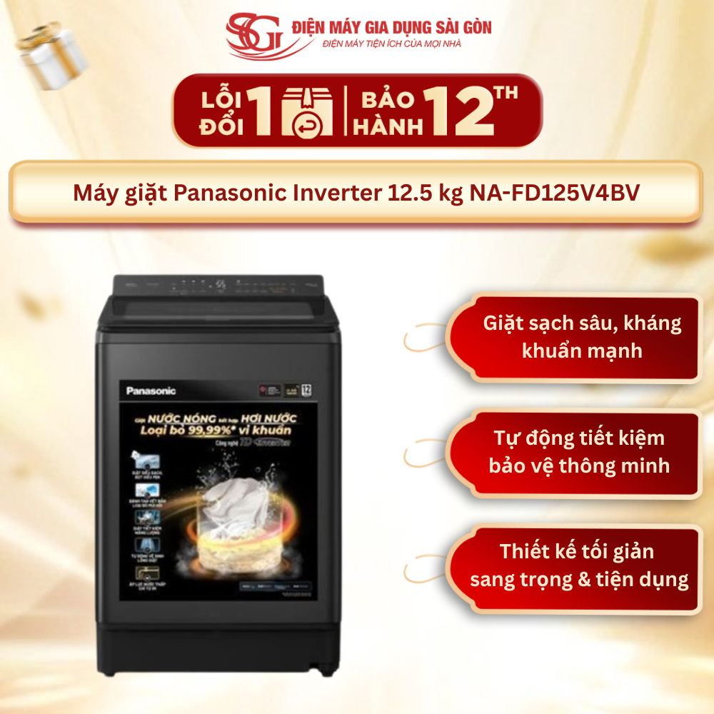 Panasonic NA-FD125V4BV – Máy Giặt Inverter 12.5kg Chính Hãng, Giặt Sạch Nhanh