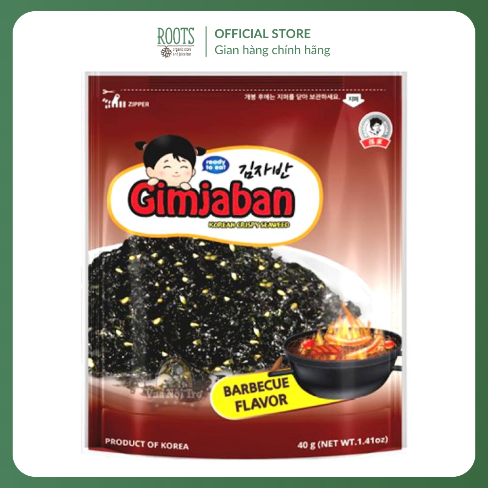 (Ship hỏa tốc) GIMJABAN - Rong Biển Trộn Cơm Vị BBQ, Korean Crispy Seaweed, Barbecue Flavor, 1.41 oz
