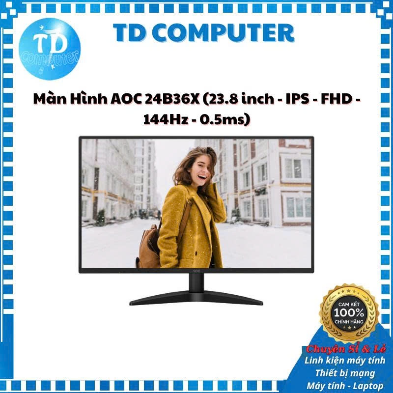 Màn hình LCD 24" AOC 24B36X (23.8 inch/ FHD/ IPS/ 144Hz/ HDMI+DP) - Hàng chính hãng DGW phân phối