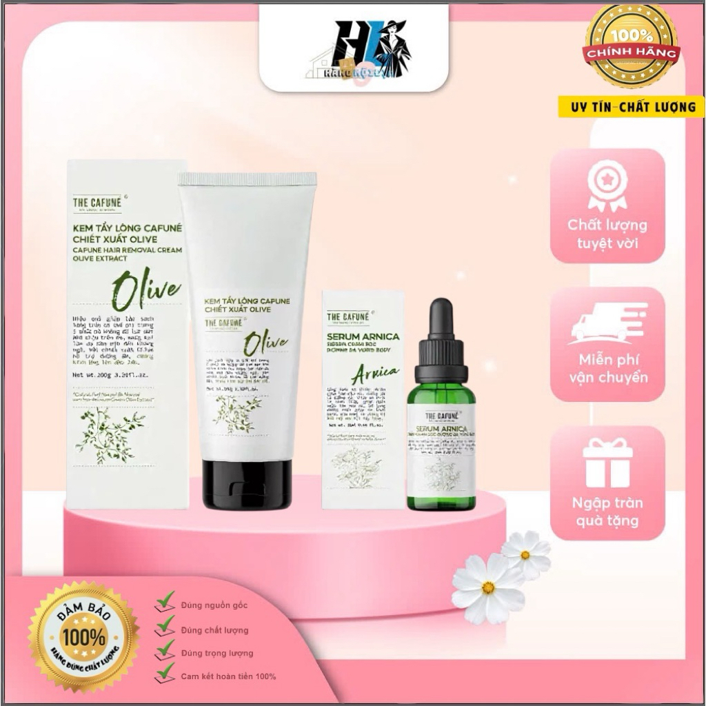 combo Kem Tẩy Lông Chân Tay và sezum Chiết Xuất Olive Tẩy Sạch Vùng Lông Một Cách Dễ Dàng | Phù Hợp 