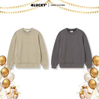  Áo Sweater Nỉ Chân Cua Phối Rã Có Túi Unisex 4Lucky 6159 Áo Sweater Basic Form Boxy Nam Nữ 