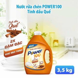 Nước rửa chén Power100 Tinh dầu quế 3.5KG
