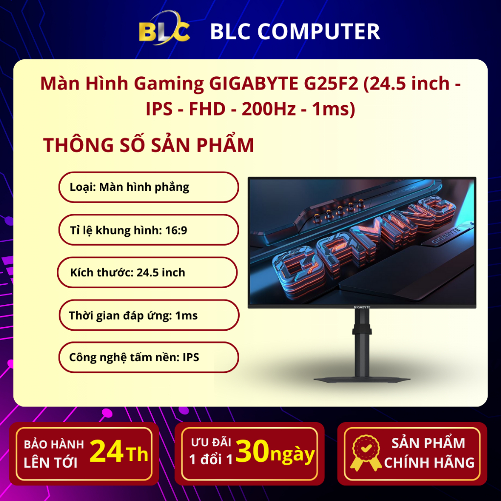 Màn Hình Gaming GIGABYTE G25F2 (24.5 inch - IPS - FHD - 200Hz - 1ms)