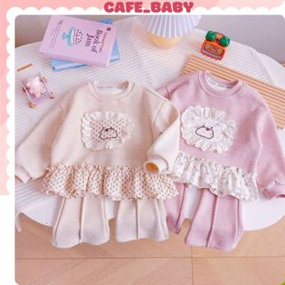   8-20kg  Set Bộ Đồ Quần Áo Bé Gái Chất Len Lông Thỏ Mềm Mịn Dày Dặn Phối Bèo Cho Trẻ Em Mặc Thu Đông Tết Noel -BABY227 