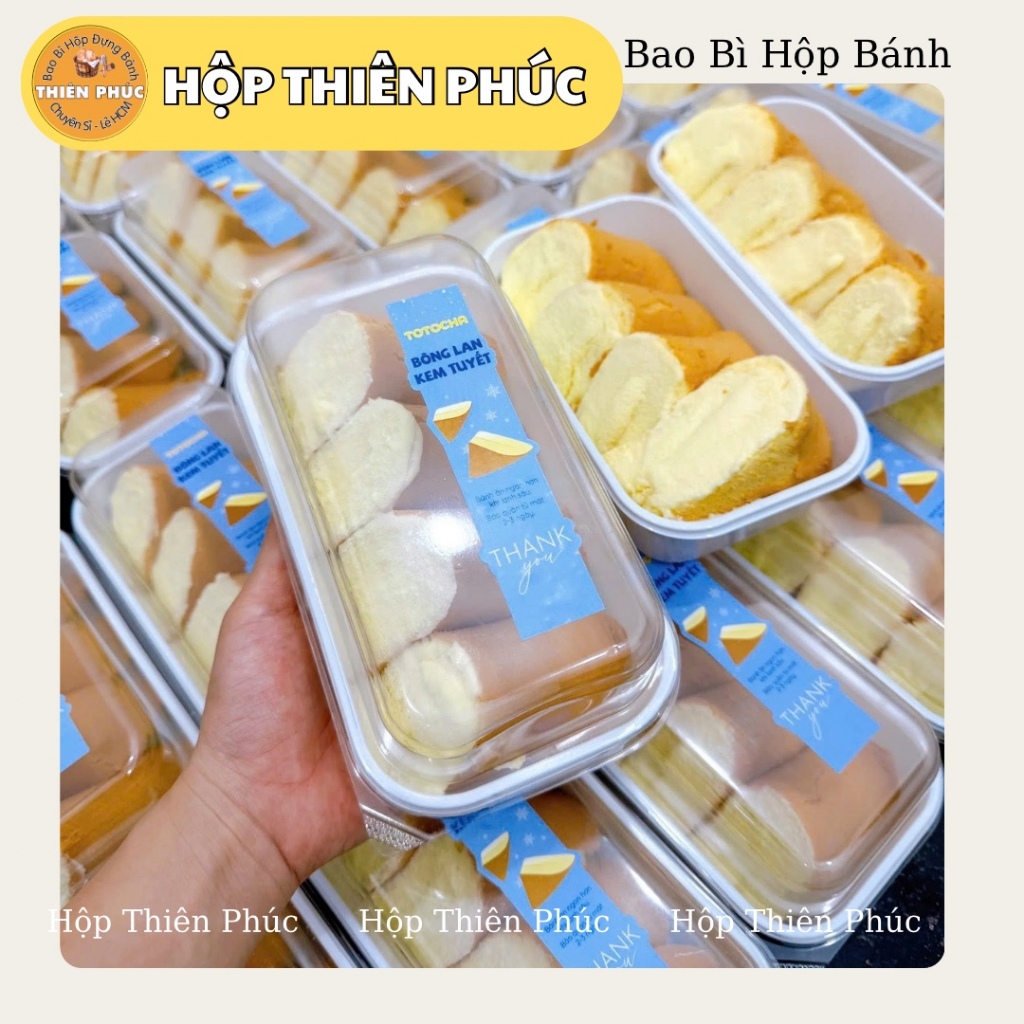 50 Hộp W180 đựng bánh bông lan kem sữa tuyết - Hộp đựng bánh bông lan cuộn w180  - Hộp đựng bánh bôn