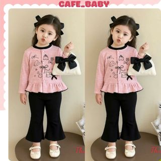   8-20kg  Bộ Quần Áo Thu Đông Trẻ Em Dài Tay Chất Nỉ Cao Cấp Phối Quần Nhung Tăm Dày Ấm Cho Bé Gái Size Nhí Đại -BABY504 